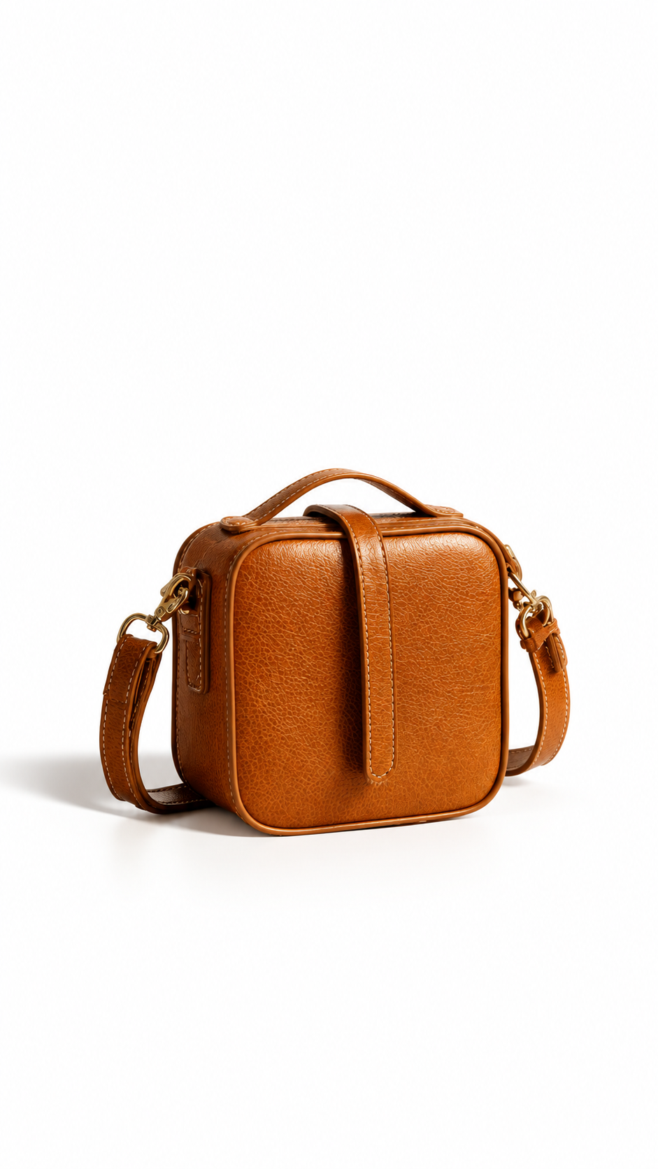 Handmade brown leather shoulder bag