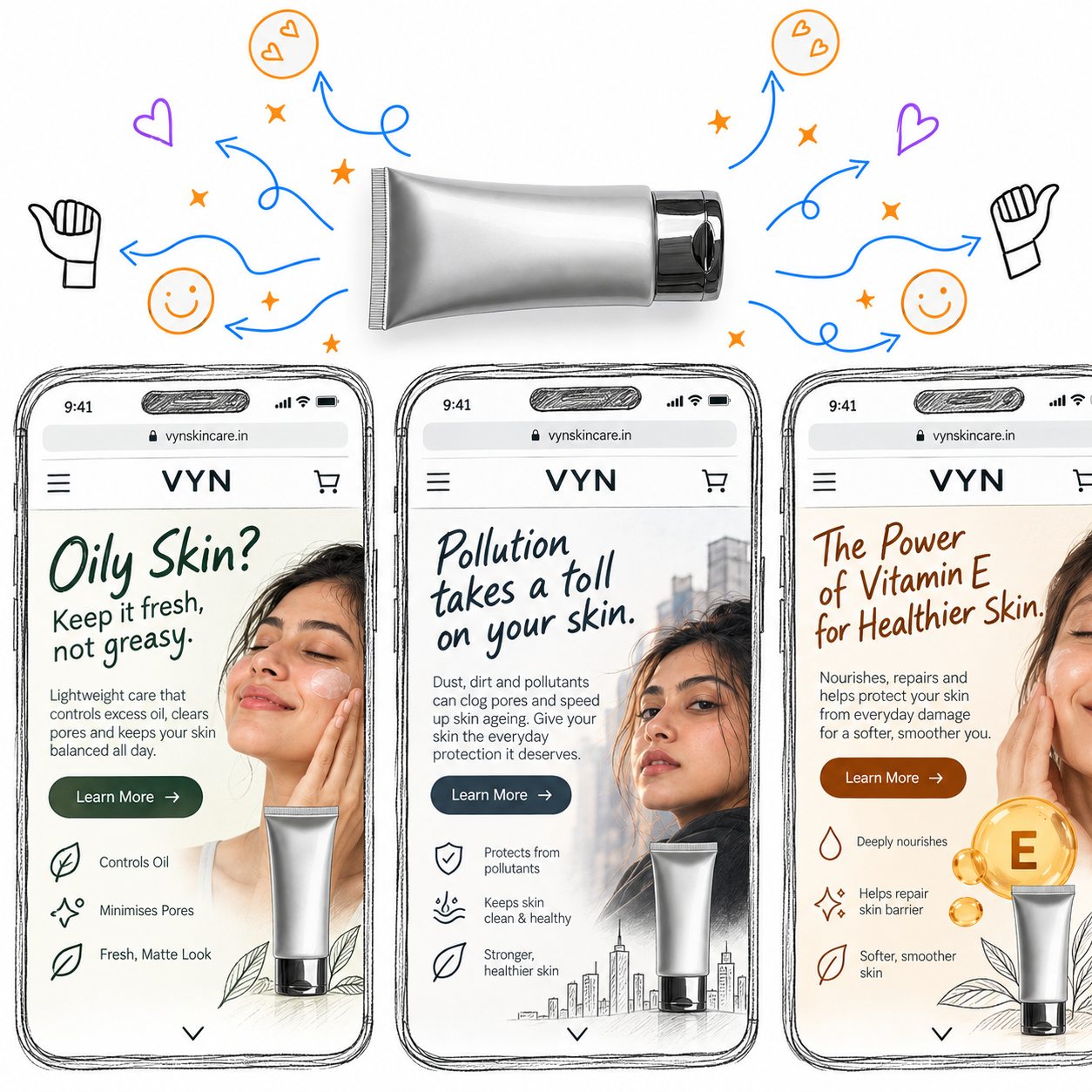 Creator holding a phone that connects a product recommendation to a personalized page