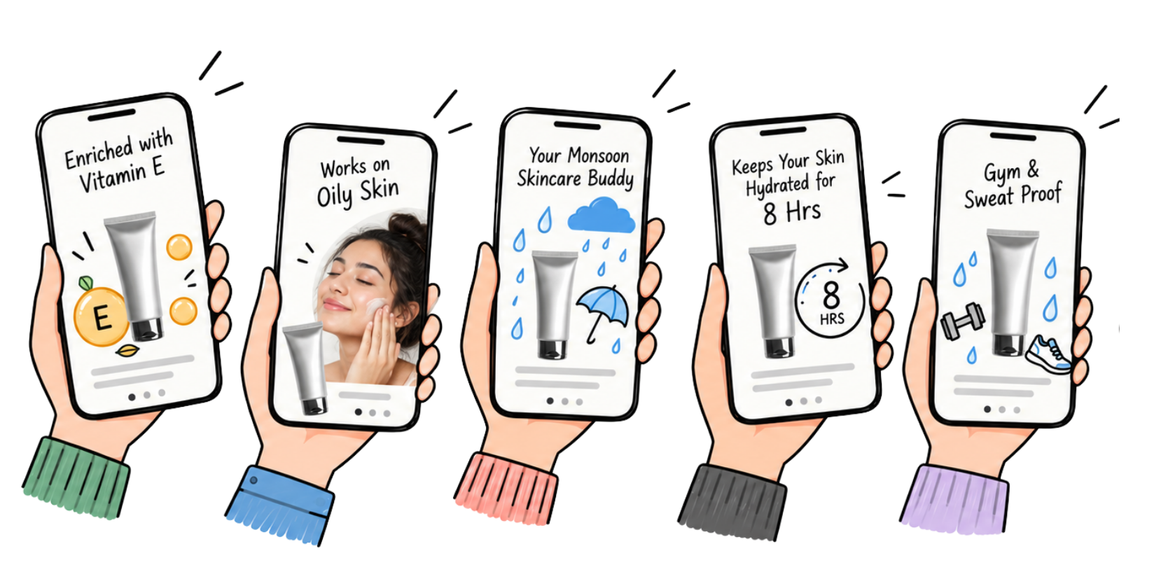 Customers viewing personalized product stories on their phones